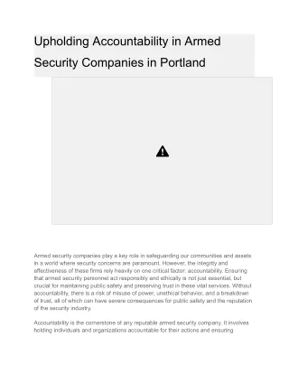 Upholding Accountability in Armed Security Companies in Portland