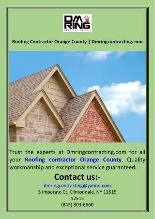 Roofing Contractor Orange County  Dmringcontracting.com