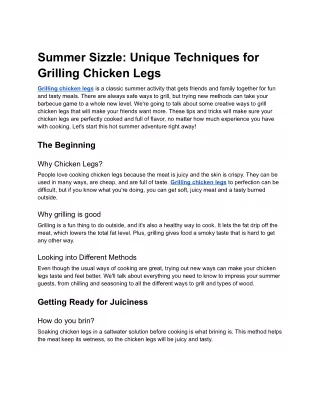 1 Summer Sizzle_ Unique Techniques for Grilling Chicken Legs - Google Docs