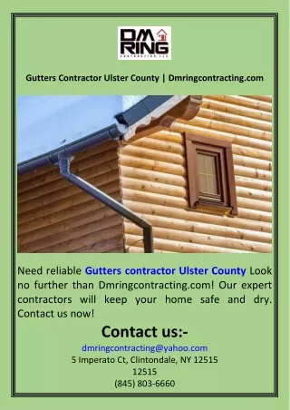 Gutters Contractor Ulster County  Dmringcontracting.com