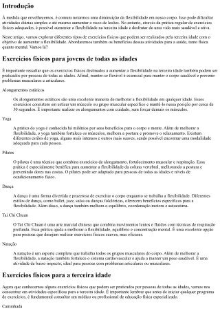 Exercícios físicos para aumentar a flexibilidade na terceira idade