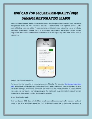 How Can You Secure High-Quality Fire Damage Restoration Leads?