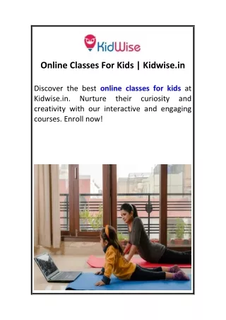 Online Classes For Kids  Kidwise.in