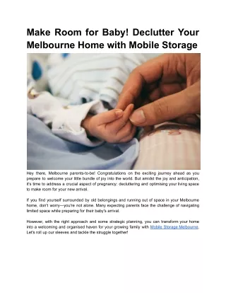 Make Room for Baby! Declutter Your Melbourne Home with Mobile Storage