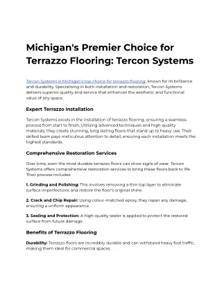 Michigan's Premier Choice for Terrazzo Flooring_ Tercon Systems