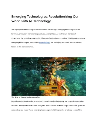 Emerging Technologies_ Revolutionizing Our World with AI Technology