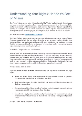 Understanding Your Rights Herido en Port of Miami