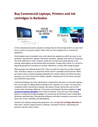 Buy Commercial Laptops, Printers and Ink cartridges in Barbados