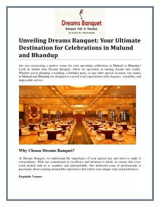 Ultimate Destination for Celebrations in Mulund and Bhandup