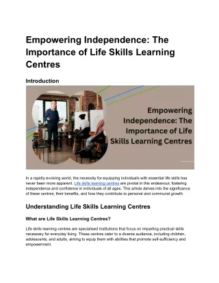 Empowering Independence_ The Importance of Life Skills Learning Centres