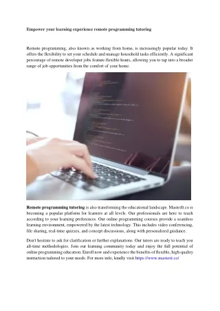 Empower your learning experience remote programming tutoring