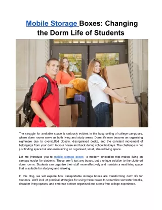 Mobile Storage Boxes Changing the Dorm Life of Students