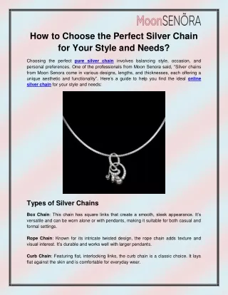 Pure silver chain