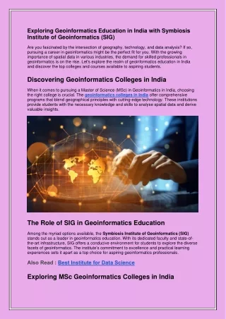 Exploring Geoinformatics Education in India with SIG