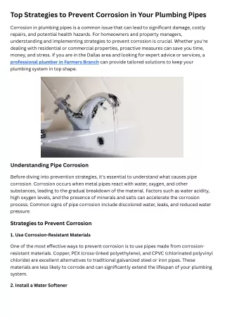 Top Strategies to Prevent Corrosion in Your Plumbing Pipes