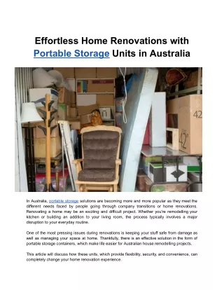 Effortless Home Renovations with Portable Storage Units in Australia