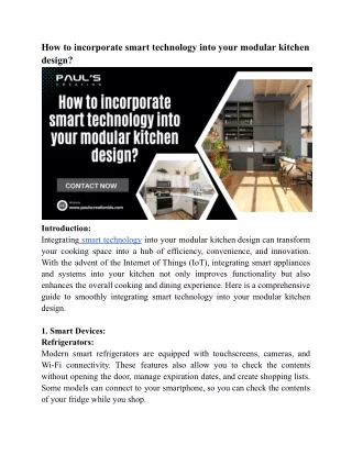 How to incorporate smart technology into your modular kitchen design_Paul's creation