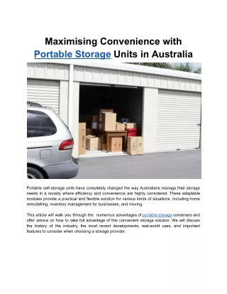 Maximising Convenience with Portable Storage Units in Australia