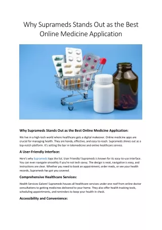 Why Suprameds Stands Out as the Best Online Medicine Application