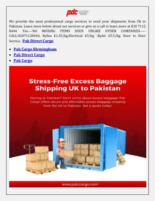 Cargo To Pakistan