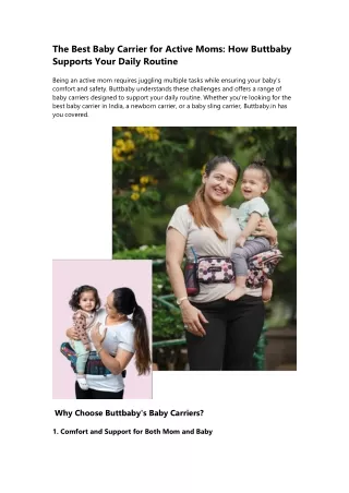 Perfect Baby Carriers for Active Moms | Buttbaby.in - Comfort & Convenience