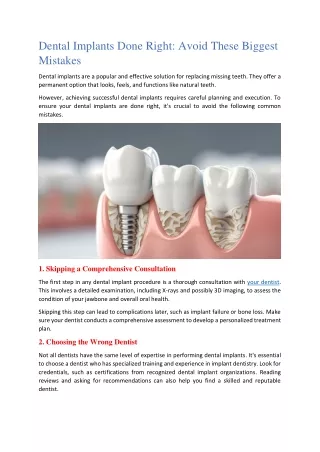 Dental Implants Done Right:  Avoid These Biggest Mistakes