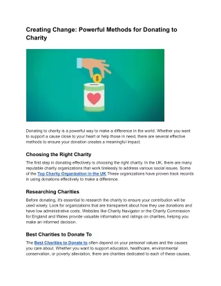 Creating Change_ Powerful Methods for Donating to Charity