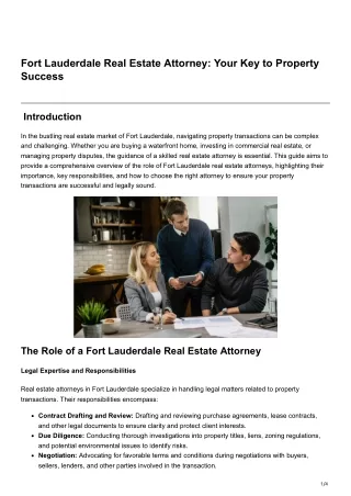 Fort Lauderdale Real Estate Attorney Your Key to Property Success