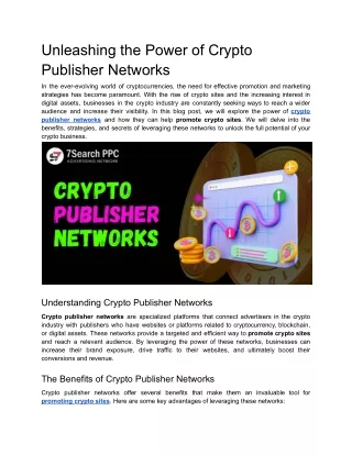 Unleashing the Power of Crypto Publisher Networks