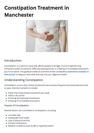 Constipation Treatment Manchester
