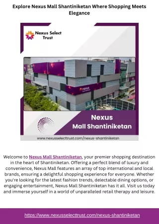 Explore Nexus Mall Shantiniketan Where Shopping Meets Elegance