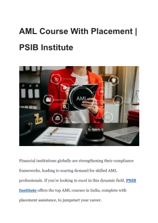 AML Course With Placement _ PSIB Institute