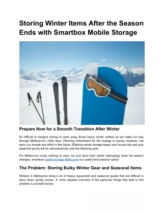 Storing Winter Items After the Season Ends with Smartbox Mobile Storage