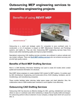 Outsourcing MEP engineering services to streamline engineering projects