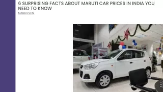 6 Surprising Facts About Maruti Car Prices In India You Need To Know