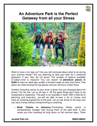 An Adventure Park is the Perfect Getaway from all your Stress