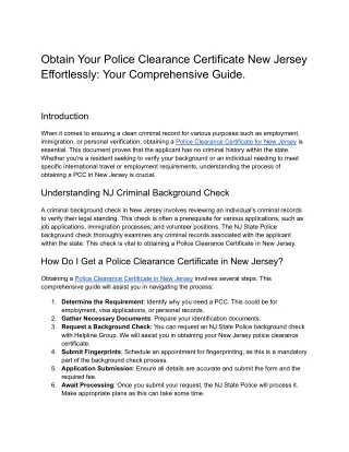 Obtain Your Police Clearance Certificate New Jersey Effortlessly_ Your Comprehensive Guide