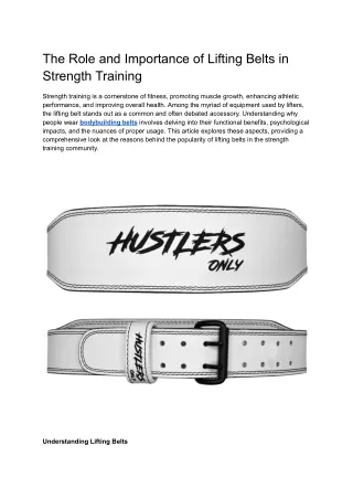 The Role and Importance of Lifting Belts in Strength Training