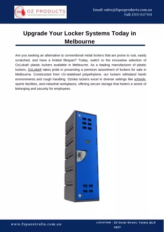 Upgrade Your Locker Systems Today in Melbourne