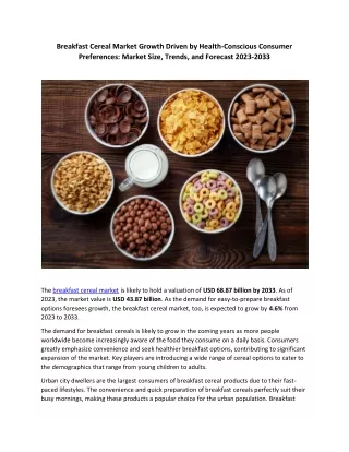 Emerging Trends in Breakfast Cereal Consumption Market Insights