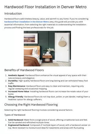 Hardwood Floor Installation in Denver Metro