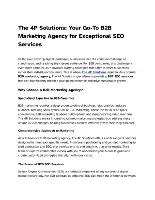 The 4P Solutions_ Your Go-To B2B Marketing Agency for Exceptional SEO Services