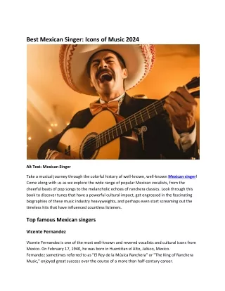 Mexican Singer Spotlight: Voices of Tradition and Emotion