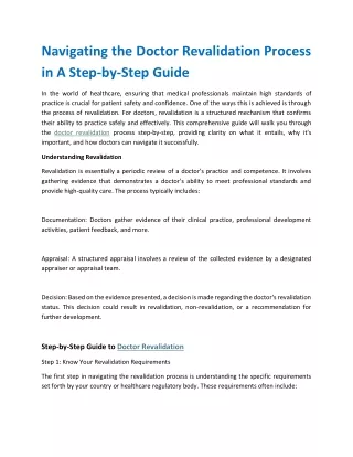 Navigating the Doctor Revalidation Process in A Step-by-Step