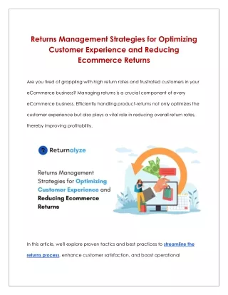 Returns Management Strategies for Optimizing Customer Experience and Reducing Ecommerce Returns