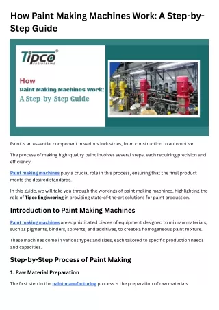 How Paint Making Machines Work A Step-by-Step Guide