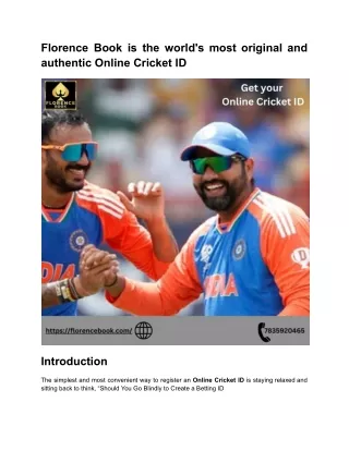 Florence Book is the world's most original and authentic Online Cricket ID