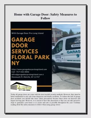 Home with Garage Door: Safety Measures to Follow