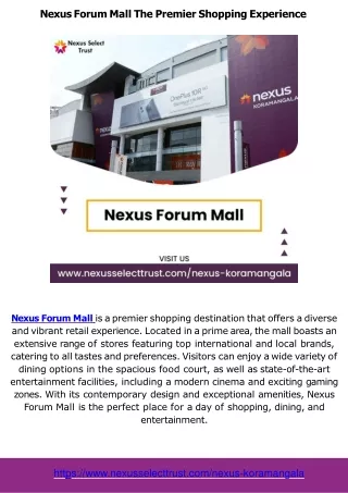 Discovering Nexus Forum Mall and Nexus Mall Shantiniketan Top Shopping Destinations