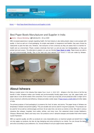 Paper Bowls Manufacturers in India | Ishwara